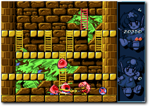 Gameplay in Rod-Land involves bashing monsters over their heads.