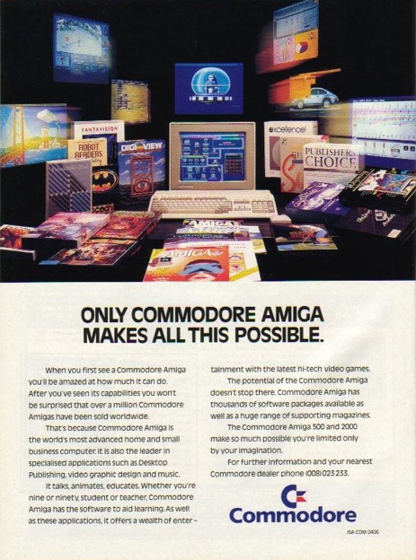 Amiga 500 advert from 1989. (Source: Commodore Billboard)