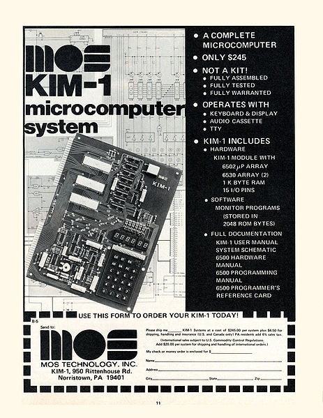 Byte Magazine May 1976 advert for the MOS KIM-1 (source: Wikipedia)